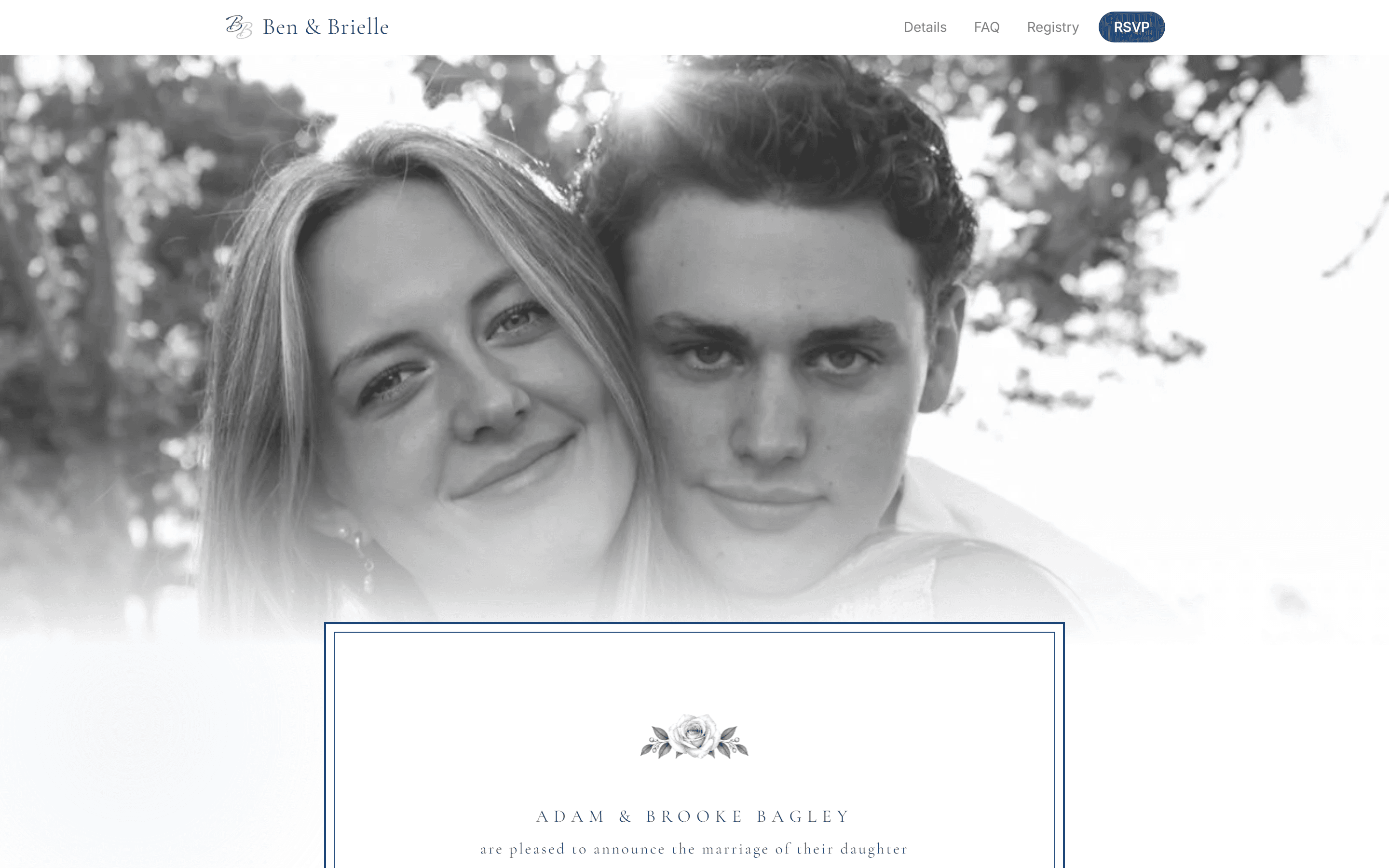 Ben & Brielle website on desktop